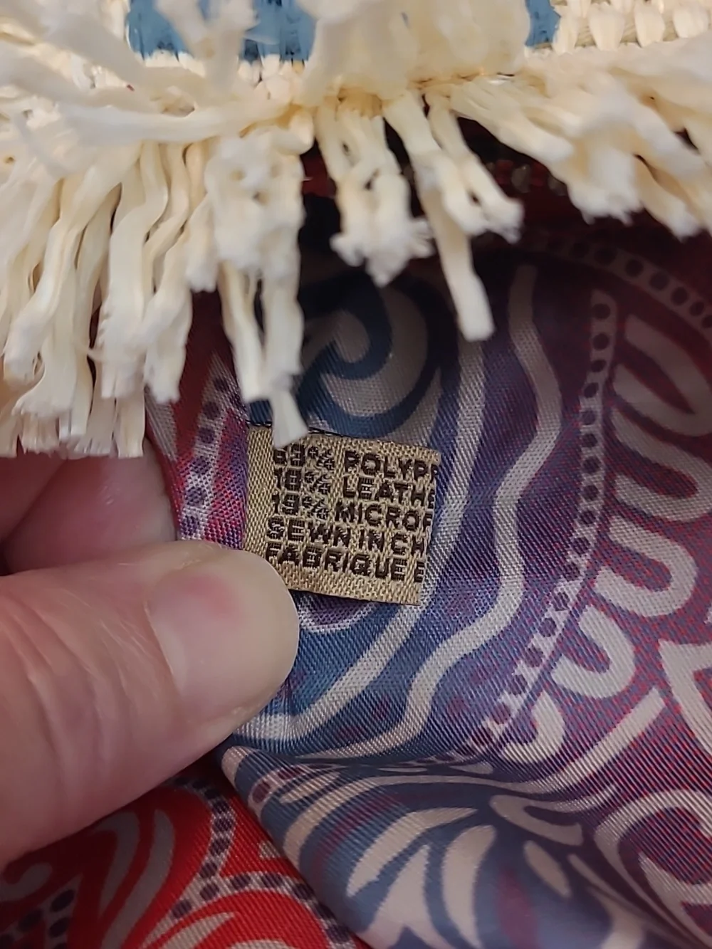 Patricia Nash Greek Isles Straw Tote w Blue Stripes & Red Accent+ CrossbodyStrap